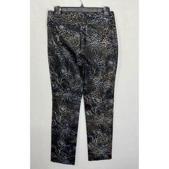 Soft Surroundings Mixte Pants Womens Small Black Metallic Leopard Ankle 2DE36 - Picture 3 of 9